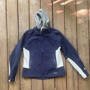 Women Eddie Bauer System Component 365 Full Zip Navy & White Jacket Size L